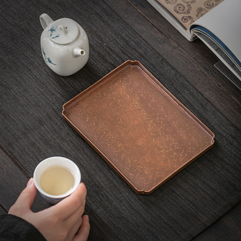 Suport de ceainic din cupru ciocănit, tavă de ceai, suport pentru ceainic, covoraș pentru infuzie uscată, masă de ceai Kung Fu, farfurie japoneză retro pentru gustări