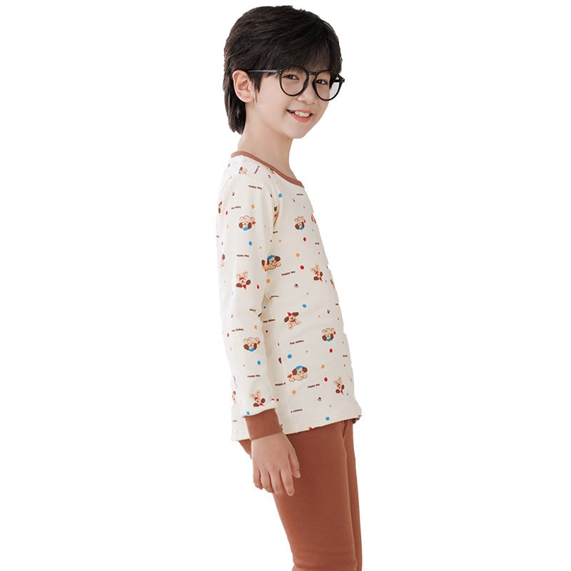 Set termic din bumbac pentru copii – Bluza cu guler rotund și pantaloni, pentru iarnă și toamnă