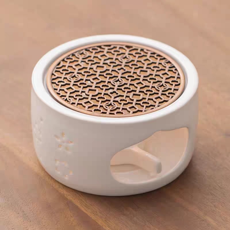 Bază roz din ceramică pentru încălzirea ceaiului cu arzător de lumânare, pentru uz casnic, menține ceaiul cald