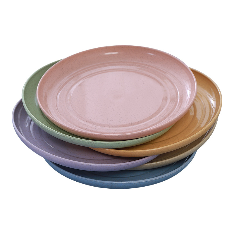 Farfurie pentru oase din PP și paie de grâu, disc mic rotund de 15 cm, set de 6 culori