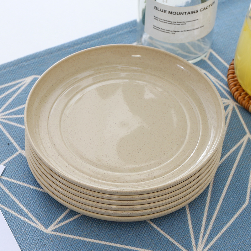 Farfurie pentru oase din PP și paie de grâu, disc mic rotund de 15 cm, set de 6 culori