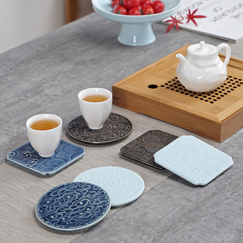 Suport ceramic pentru ceai și suport pentru ceașcă, ceremonie Kung Fu, bază izolatoare pentru ceainic și accesorii pentru setul de ceai chinezesc