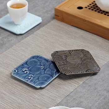Suport ceramic pentru ceai și suport pentru ceașcă, ceremonie Kung Fu, bază izolatoare pentru ceainic și accesorii pentru setul de ceai chinezesc
