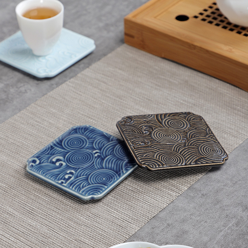Suport ceramic pentru ceai și suport pentru ceașcă, ceremonie Kung Fu, bază izolatoare pentru ceainic și accesorii pentru setul de ceai chinezesc