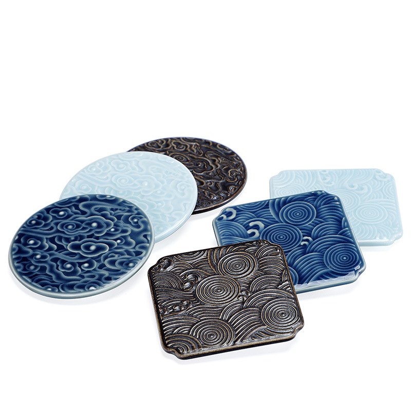 Suport ceramic pentru ceai și suport pentru ceașcă, ceremonie Kung Fu, bază izolatoare pentru ceainic și accesorii pentru setul de ceai chinezesc