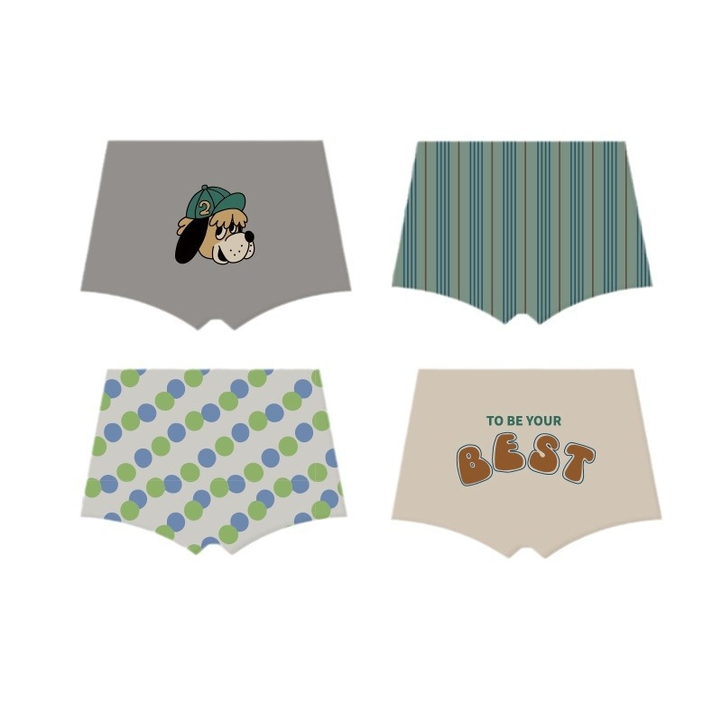 ZYZ Boxeri din bumbac pentru copii, pentru băieți, cu buline și dungi, imprimeu cu litere de desene animate