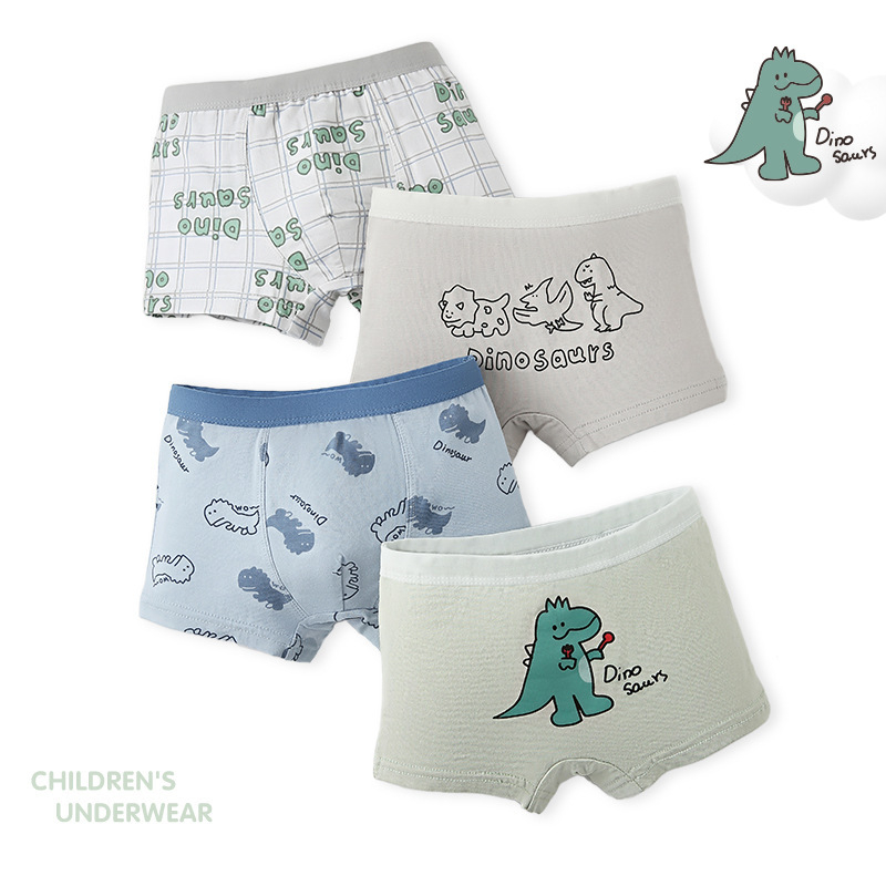 ZYZ Boxeri din bumbac pentru copii, pentru băieți, cu buline și dungi, imprimeu cu litere de desene animate