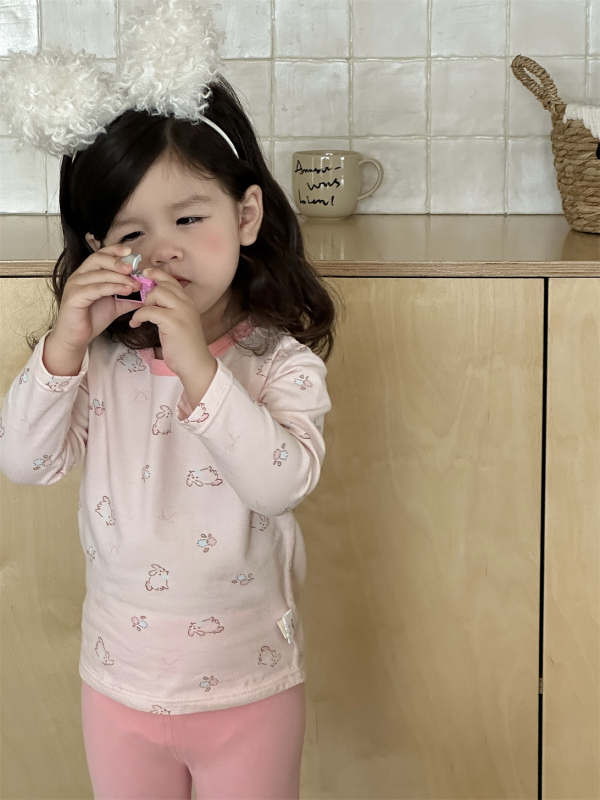 Lányoknak szóló őszi Koreai-stílusú pizsama készlet, otthoni viselet animációs mintával, két darabos