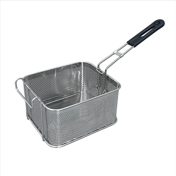 Coș de prăjit din oțel inoxidabil 304, perforat, pentru gustări, șnițele de pui și cartofi prăjiți, drenaj ulei, plasă filtrantă, skimmer, utilizare comercială