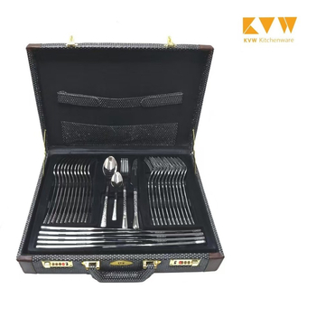 Set de tacâmuri din oțel inoxidabil, 72 de piese, cutie cadou – tacâmuri de stil occidental: cuțit, furcă și lingură, oțel inoxidabil 304, finisaj oglindă