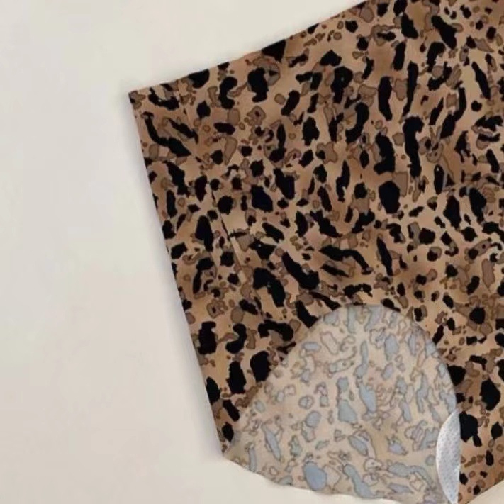 Leopard uzorak bezšavnog push-up grudnjaka s kompletnim setom, najlon materijal, udoban stražnji dizajn, francuski stil