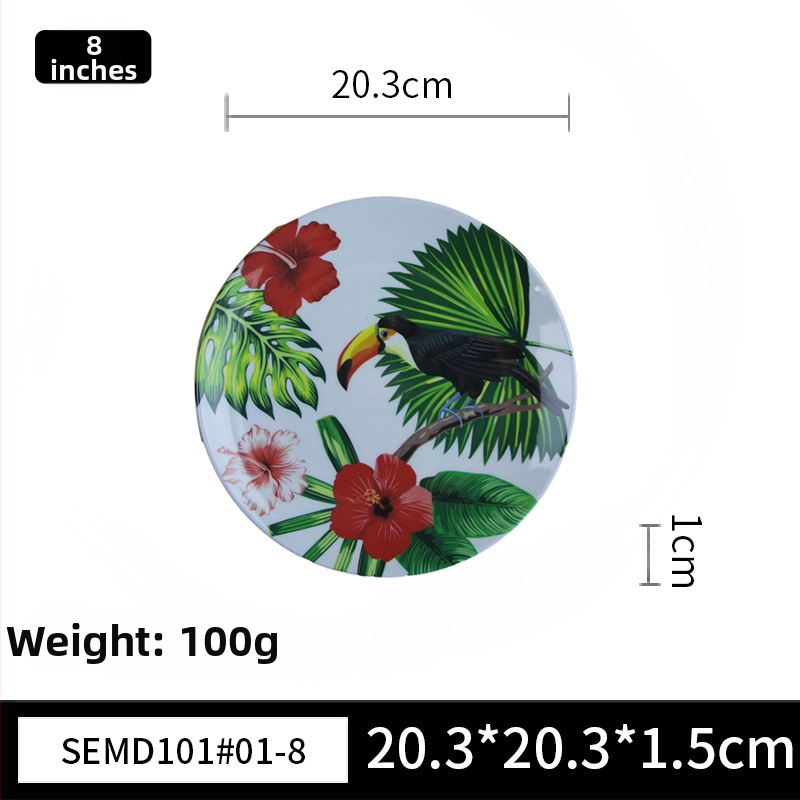 Set de veselă din melamină, farfurii rotunde cu model floral, inspirat de Instagram, de înaltă calitate, personalizabil