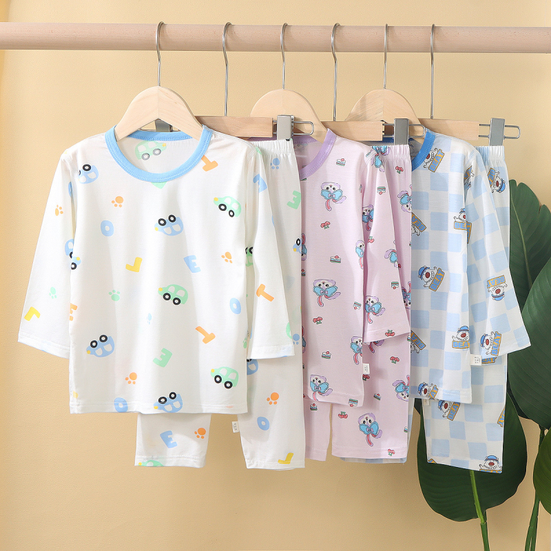 Dječje ljetne pidžame od Tencel Lyocell – unisex s dugim rukavima, kućna odjeća za djecu 3–8 godina, uzorci: životinje, pruge, crtići, avatar