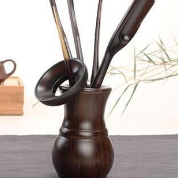 Set accesorii pentru ceremonia ceaiului din lemn de ebonie – Șase domni