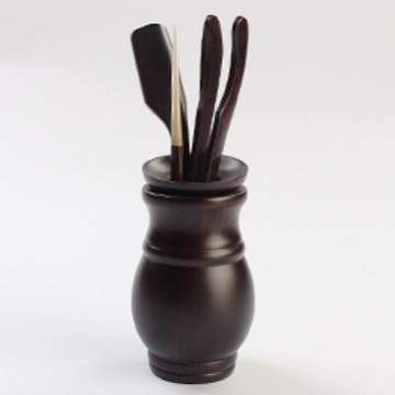 Set accesorii pentru ceremonia ceaiului din lemn de ebonie – Șase domni
