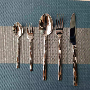 Set cuțite și furculițe pentru steak, mâner diamant din oțel inoxidabil 304, veselă de lux pentru restaurante occidentale și hoteluri, turnare-forjare, achiziție en gros