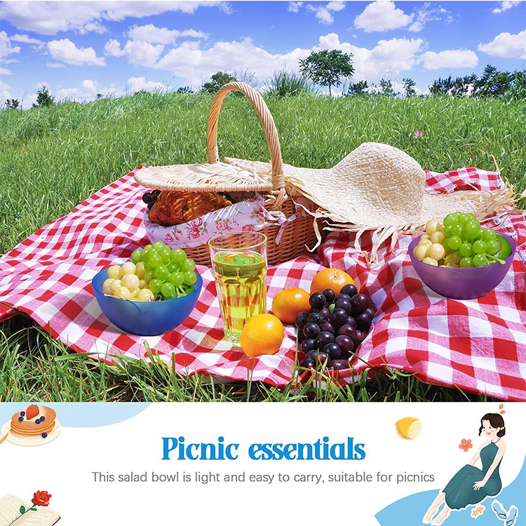 Farfurie de picnic din plastic, farfurie pentru fructe și bol pentru salată – rotundă, diametrul 15 cm, veselă de masă, potrivită pentru microunde