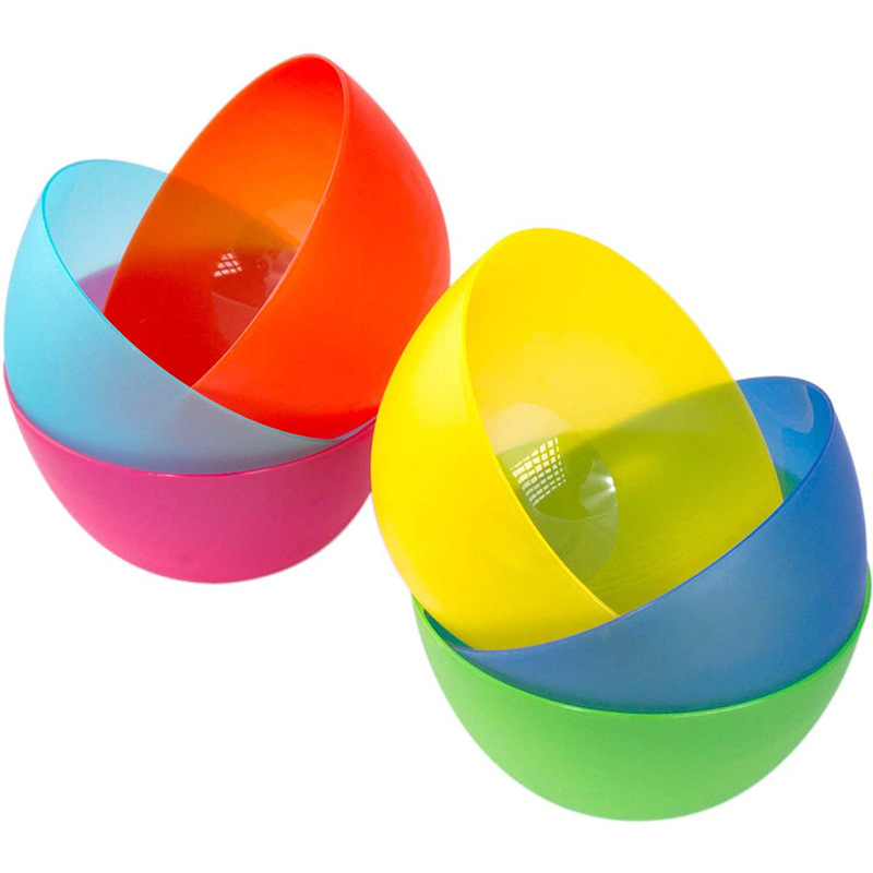 Farfurie de picnic din plastic, farfurie pentru fructe și bol pentru salată – rotundă, diametrul 15 cm, veselă de masă, potrivită pentru microunde