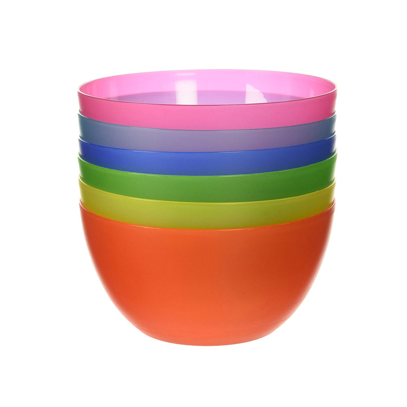 Farfurie de picnic din plastic, farfurie pentru fructe și bol pentru salată – rotundă, diametrul 15 cm, veselă de masă, potrivită pentru microunde