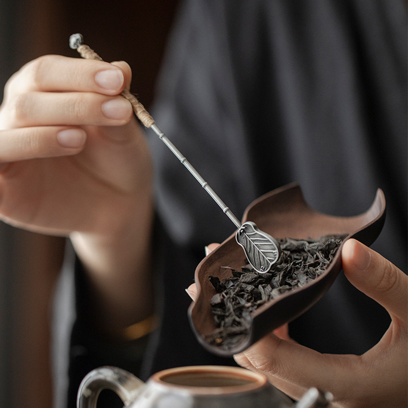 Set de depozitare pentru ceai din lemn de nuc carbonizat, pick lotus pentru ceai, foarfecă pentru ceai, set Kung Fu pentru ceai și accesorii pentru ceremonia ceaiului