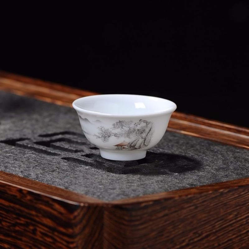 Set kung fu de ceai din porțelan albastru și alb – cești ceramice pentru ceremonia de ceai acasă
