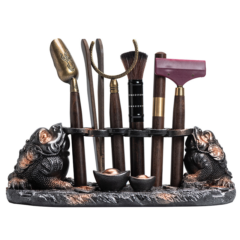 Set Gongfu pentru ceremonia ceaiului Six Gentlemen – accesorii de ceai de înaltă calitate, cleme pentru ceai și cuțit