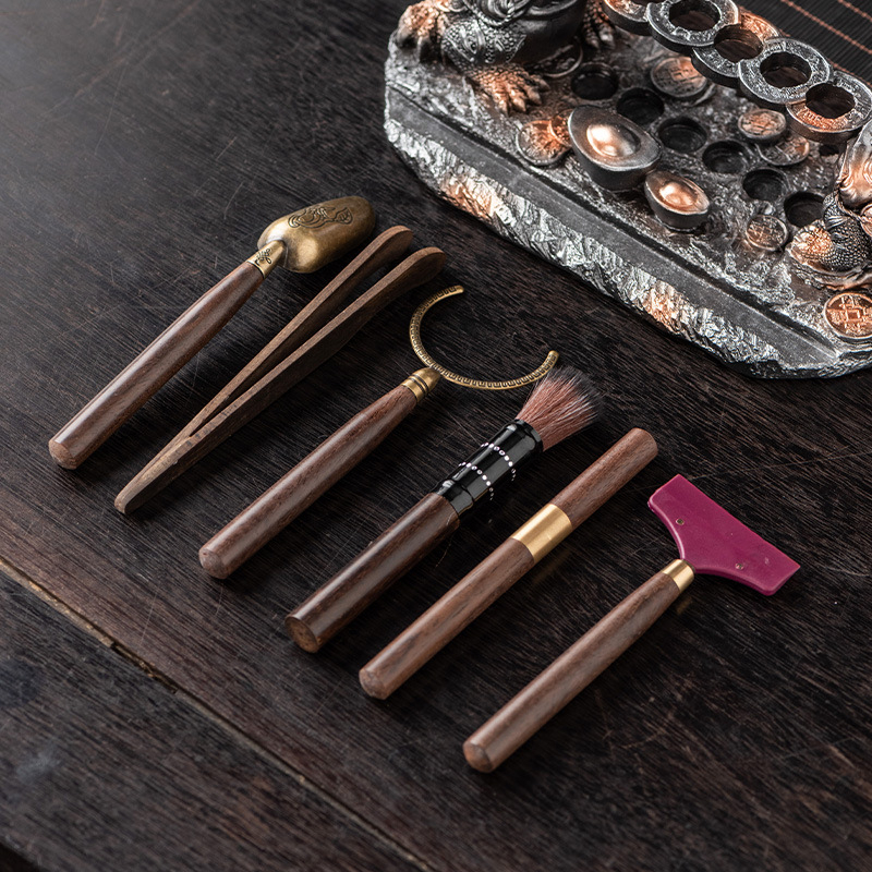 Set Gongfu pentru ceremonia ceaiului Six Gentlemen – accesorii de ceai de înaltă calitate, cleme pentru ceai și cuțit