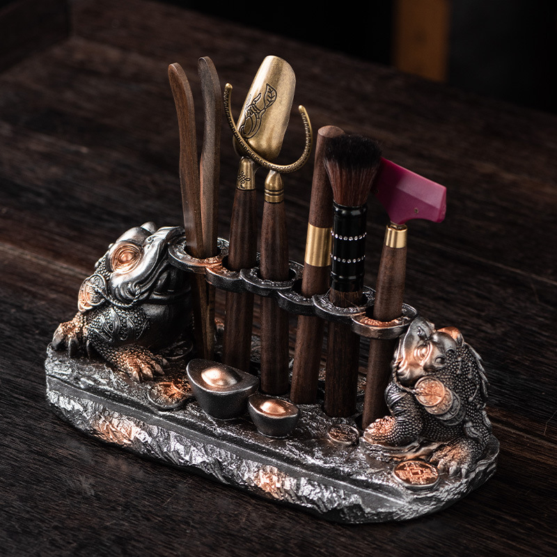 Set Gongfu pentru ceremonia ceaiului Six Gentlemen – accesorii de ceai de înaltă calitate, cleme pentru ceai și cuțit