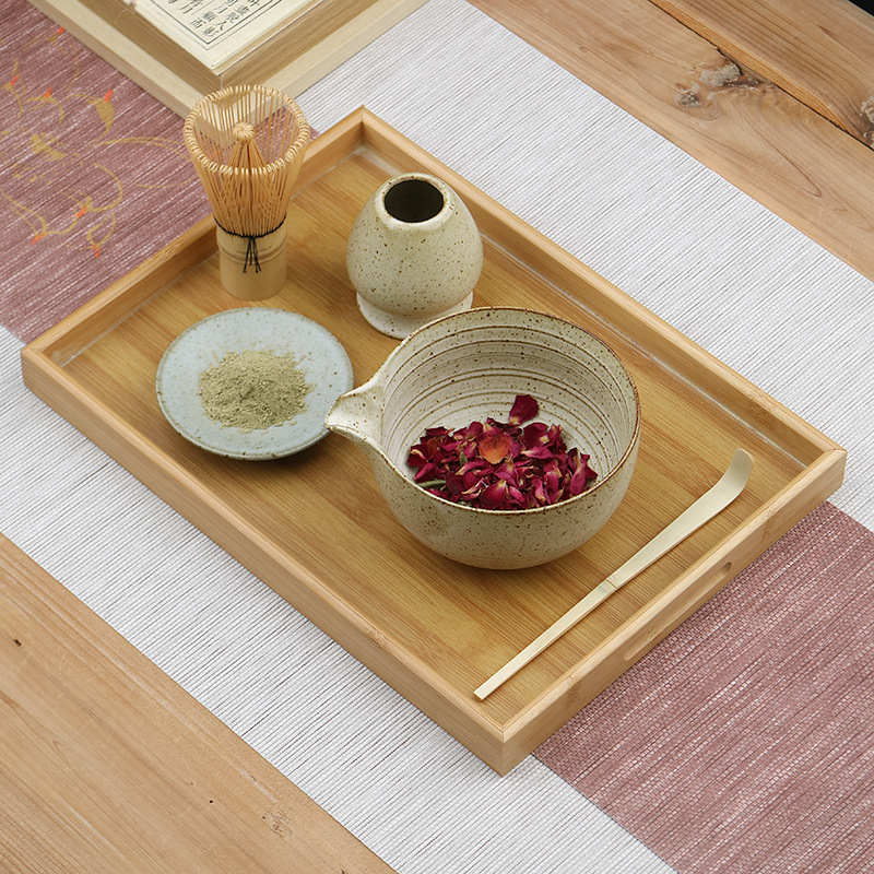Vas de matcha în stil japonez, set cu suport pentru telul de bătut ceai, unelte ceramice pentru ceai și accesorii pentru ceremonia ceaiului, tel cu 100 dinți, perie și linguriță de ceai