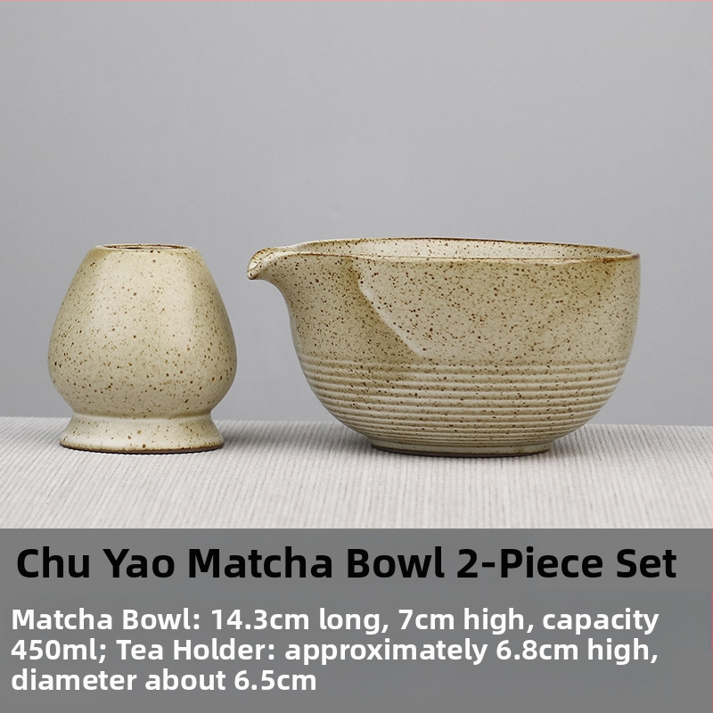 Vas de matcha în stil japonez, set cu suport pentru telul de bătut ceai, unelte ceramice pentru ceai și accesorii pentru ceremonia ceaiului, tel cu 100 dinți, perie și linguriță de ceai