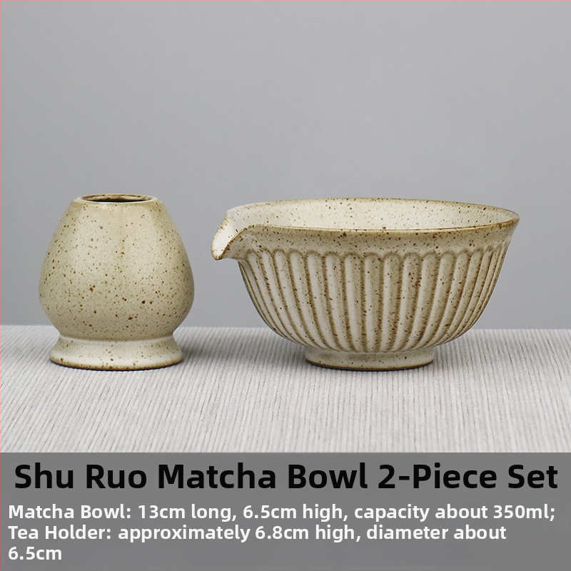 Vas de matcha în stil japonez, set cu suport pentru telul de bătut ceai, unelte ceramice pentru ceai și accesorii pentru ceremonia ceaiului, tel cu 100 dinți, perie și linguriță de ceai