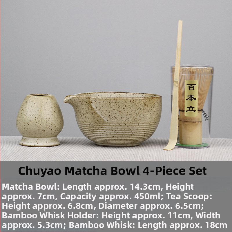 Vas de matcha în stil japonez, set cu suport pentru telul de bătut ceai, unelte ceramice pentru ceai și accesorii pentru ceremonia ceaiului, tel cu 100 dinți, perie și linguriță de ceai