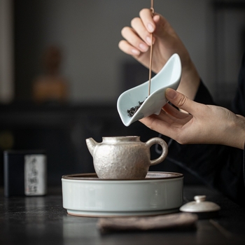 Suport ceramic glazurat în formă de frunză pentru ceai, separator pentru ceai – accesorii pentru ceremonia Kung Fu, șase domni