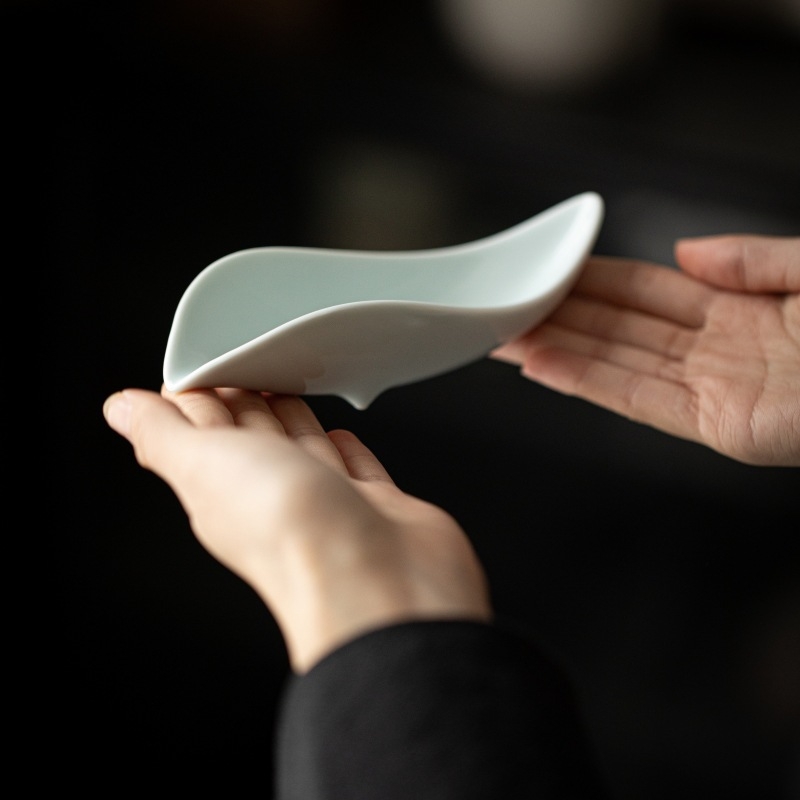 Suport ceramic glazurat în formă de frunză pentru ceai, separator pentru ceai – accesorii pentru ceremonia Kung Fu, șase domni