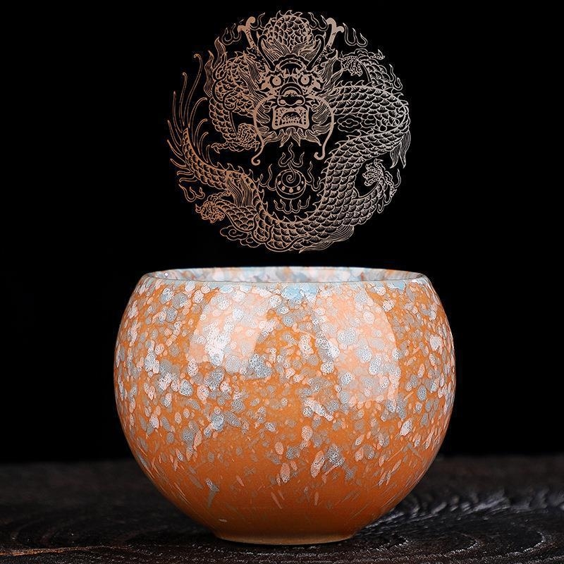 Ceașcă ceramică cu glazură de cuptor Dragon Egg, ceașcă Kung Fu pentru ceai, ceașcă mare de ceai, set de ceai cu glazură Tianmu.