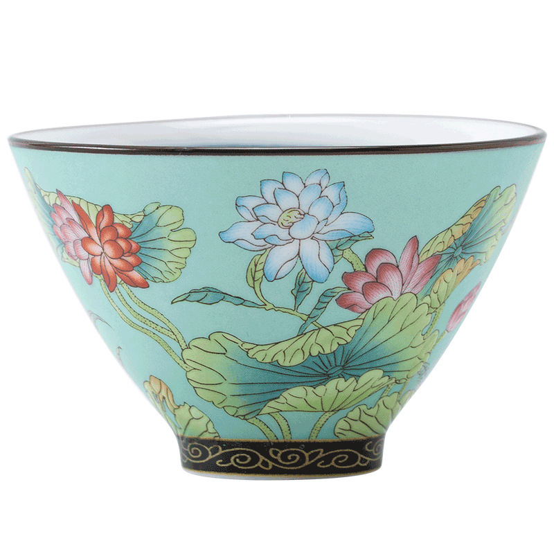 Ceașcă de ceai ceramică cu email Cloisonné floral, stil japonez, set Gongfu, ceașcă mare de degustare în cutie cadou