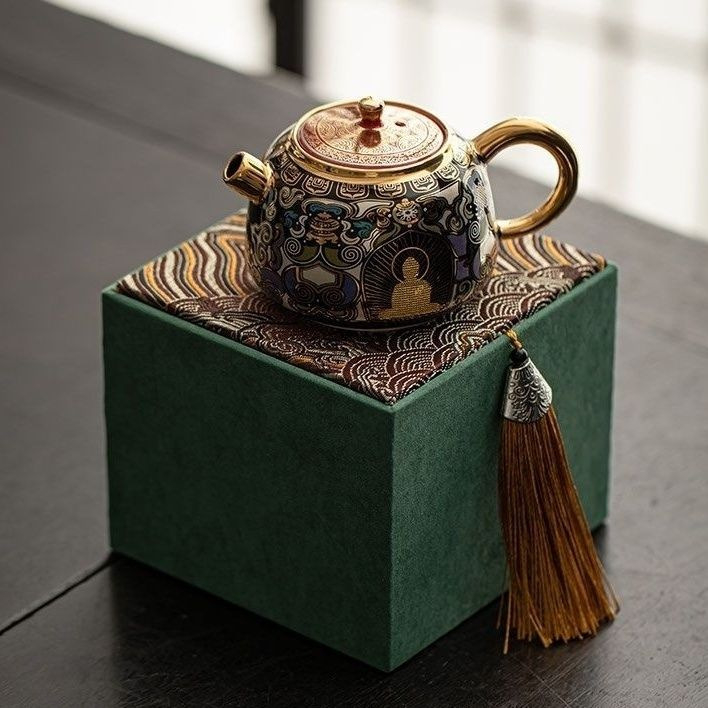 Maestrul Chen Desheng, set de ceai din argint, ceramic portabil, în cutie cadou