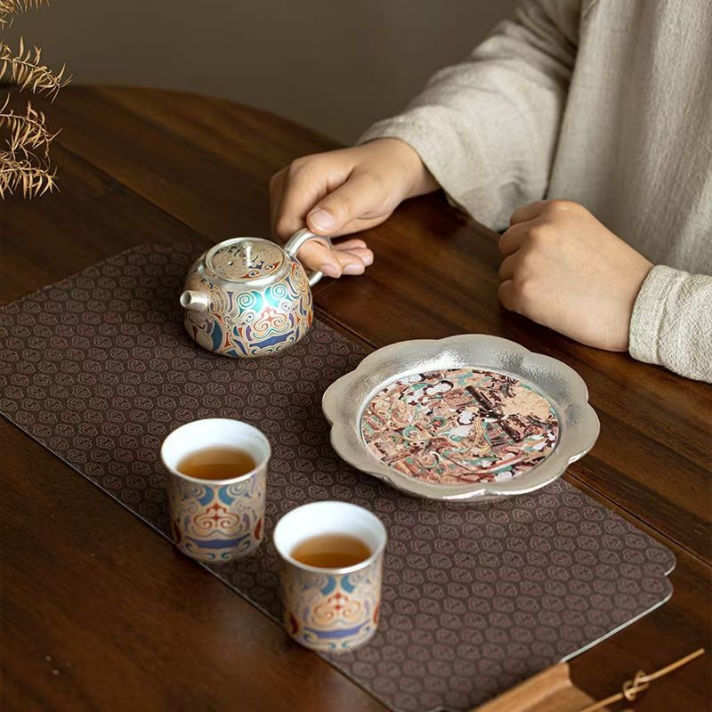 Maestrul Chen Desheng, set de ceai din argint, ceramic portabil, în cutie cadou