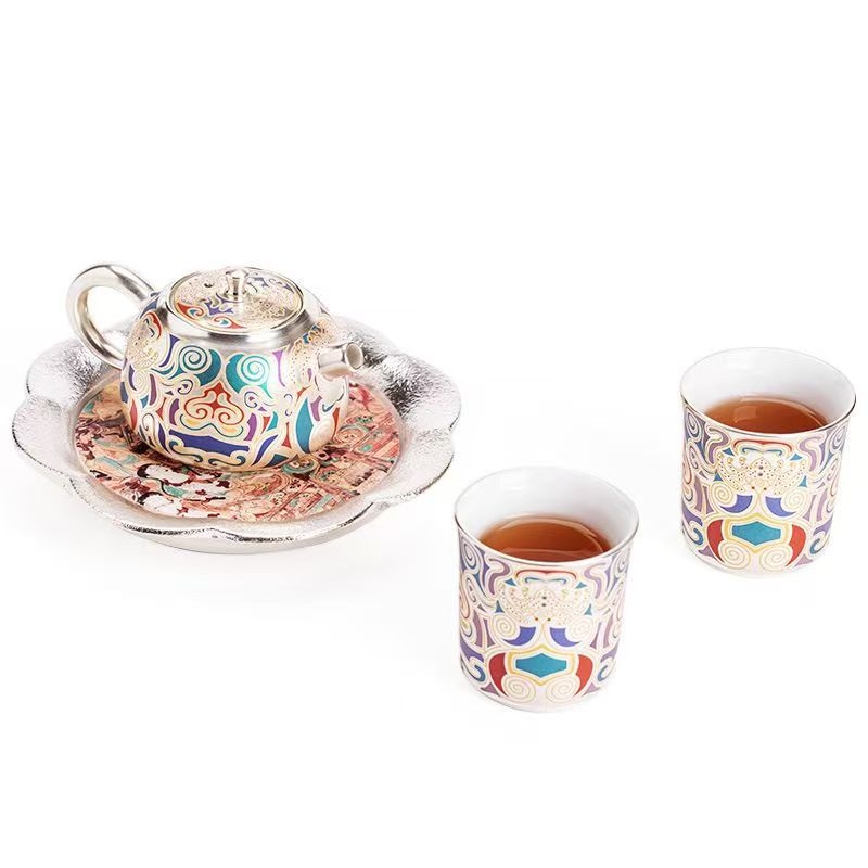 Maestrul Chen Desheng, set de ceai din argint, ceramic portabil, în cutie cadou