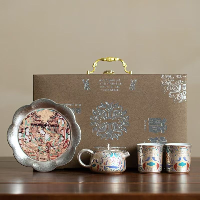 Maestrul Chen Desheng, set de ceai din argint, ceramic portabil, în cutie cadou