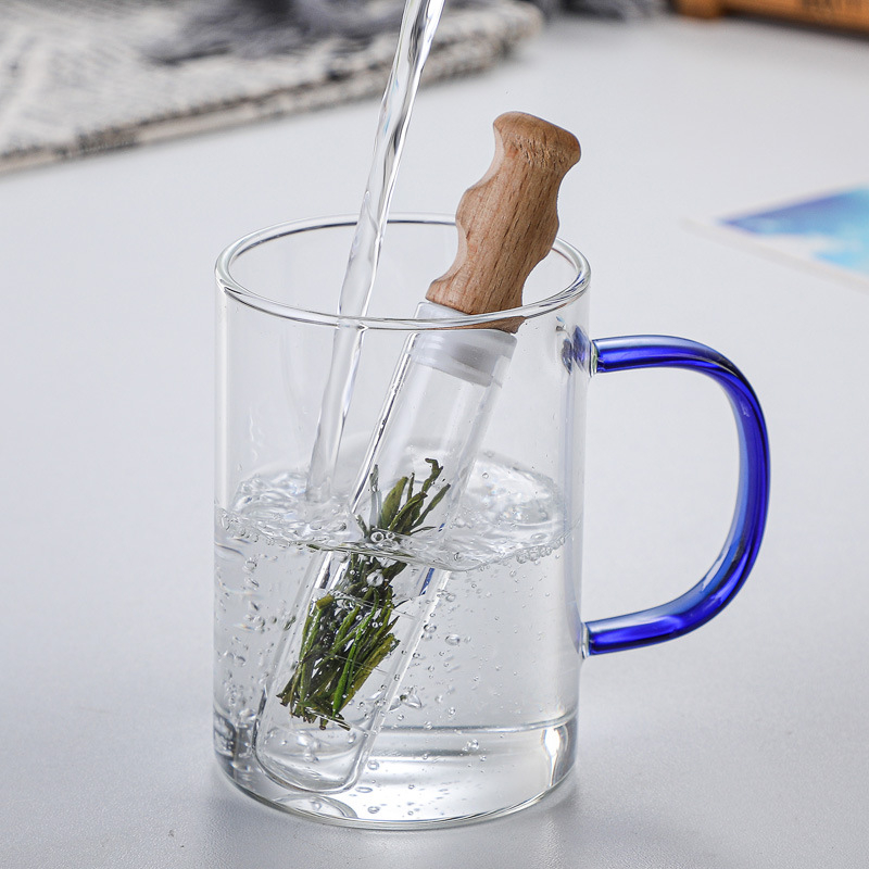 Infuzor de ceai din sticlă borosilicată, în tub de probă cu capac, filtru de ceai portabil, versiune actualizată