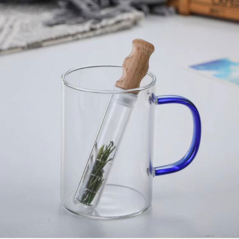 Infuzor de ceai din sticlă borosilicată, în tub de probă cu capac, filtru de ceai portabil, versiune actualizată