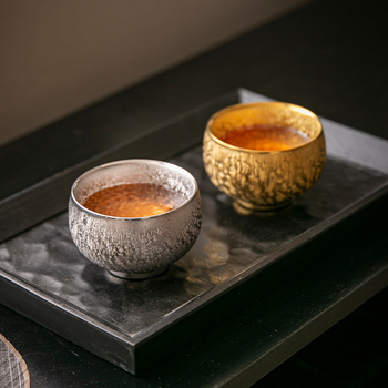 Cească de ceai Jianzhan placată cu aur și argint, ceramică chineză, stil retro luxos