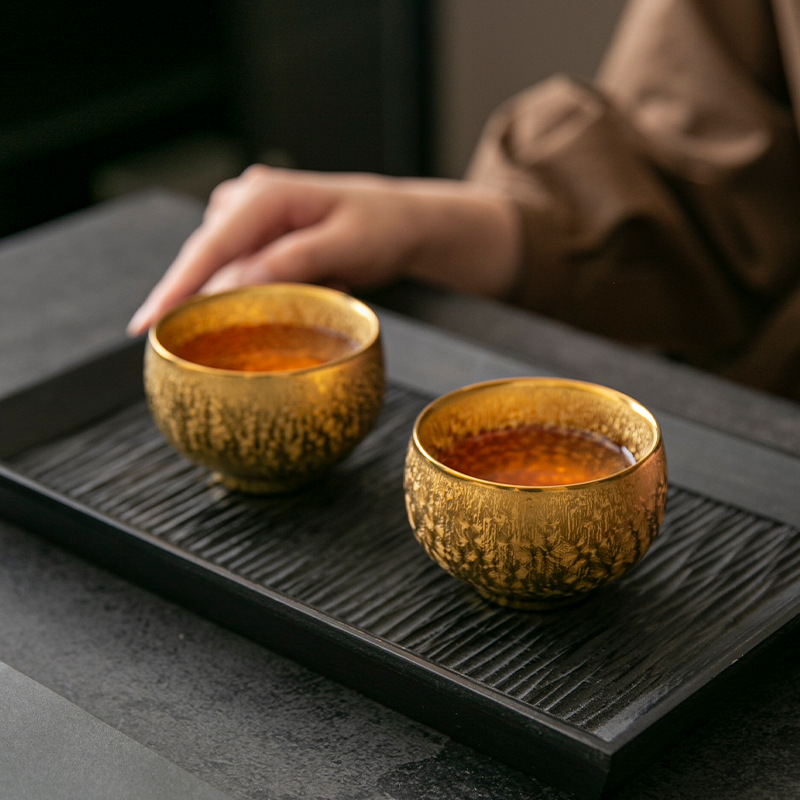 Cească de ceai Jianzhan placată cu aur și argint, ceramică chineză, stil retro luxos