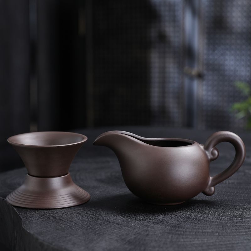 Ceașă filtrantă din lut mov pentru ceai Kung Fu, set ceramic retro pentru ceai cu filtru