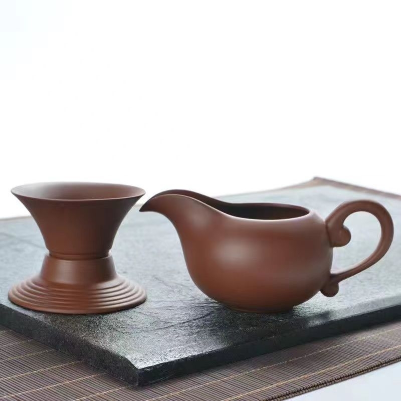 Ceașă filtrantă din lut mov pentru ceai Kung Fu, set ceramic retro pentru ceai cu filtru