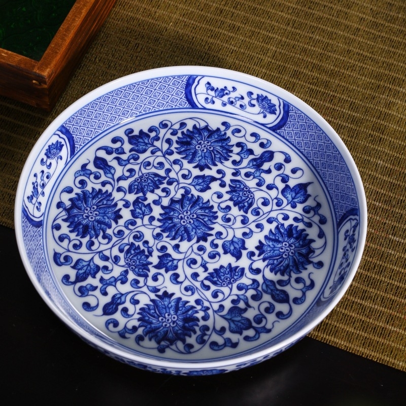 Set de ceai Kung Fu cu gaiwan, ceramică, albastru și alb, cutie cadou