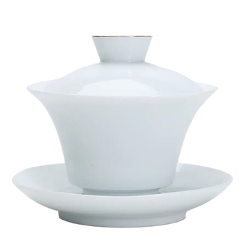Set Gongfu de ceai din porțelan alb ca jad, cu capac suspendat și ceainic cu mâner lateral Xishi, cutie cadou, cadou de afaceri premium