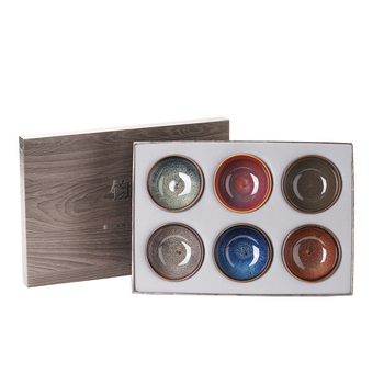 Set Gongfu de ceai din ceramică, 6 cești, în cutie cadou, stil chinezesc retro, pentru birou sau casă