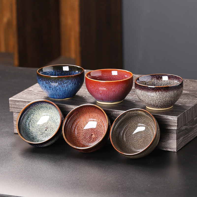 Set Gongfu de ceai din ceramică, 6 cești, în cutie cadou, stil chinezesc retro, pentru birou sau casă